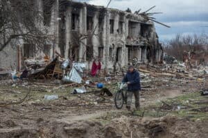 The village of Novoselivka, near Chernihiv, in Ukraine destroyed by the Russian war